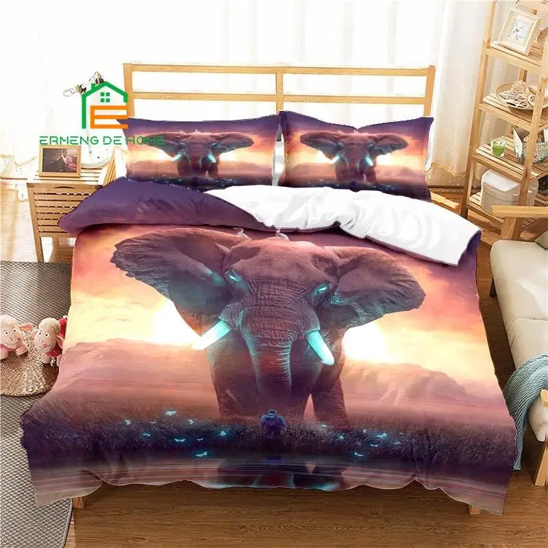 Animal Elephant Pattern Duvet Cover Set Bedding for Kids Adults Bed Set Game Quilt Cover Comforter Cover Bedding Set