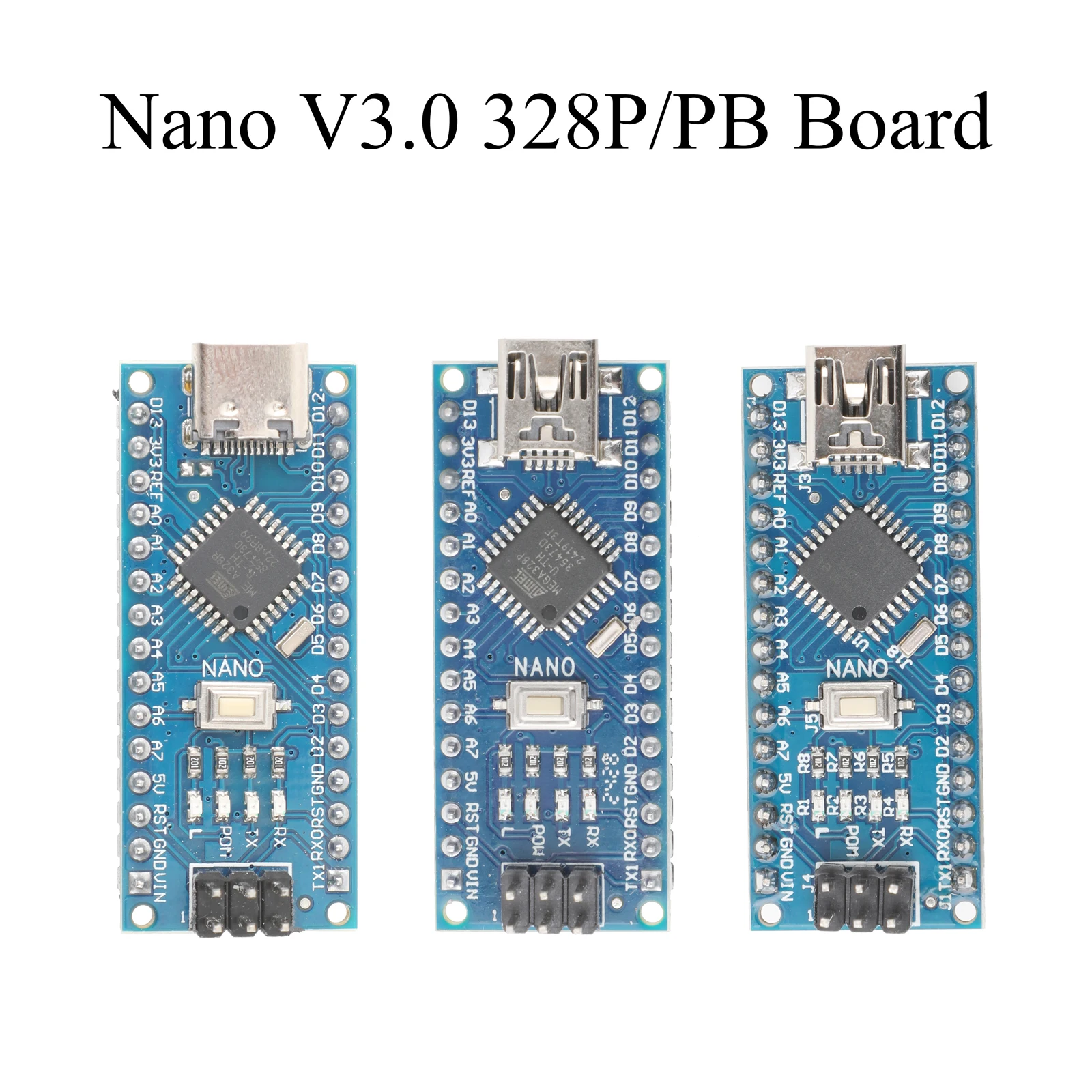 1PCS For Arduino Nano V3.0 Development Board 328P/328PB Microcontroller IoT Programming Type-C port/Mini port