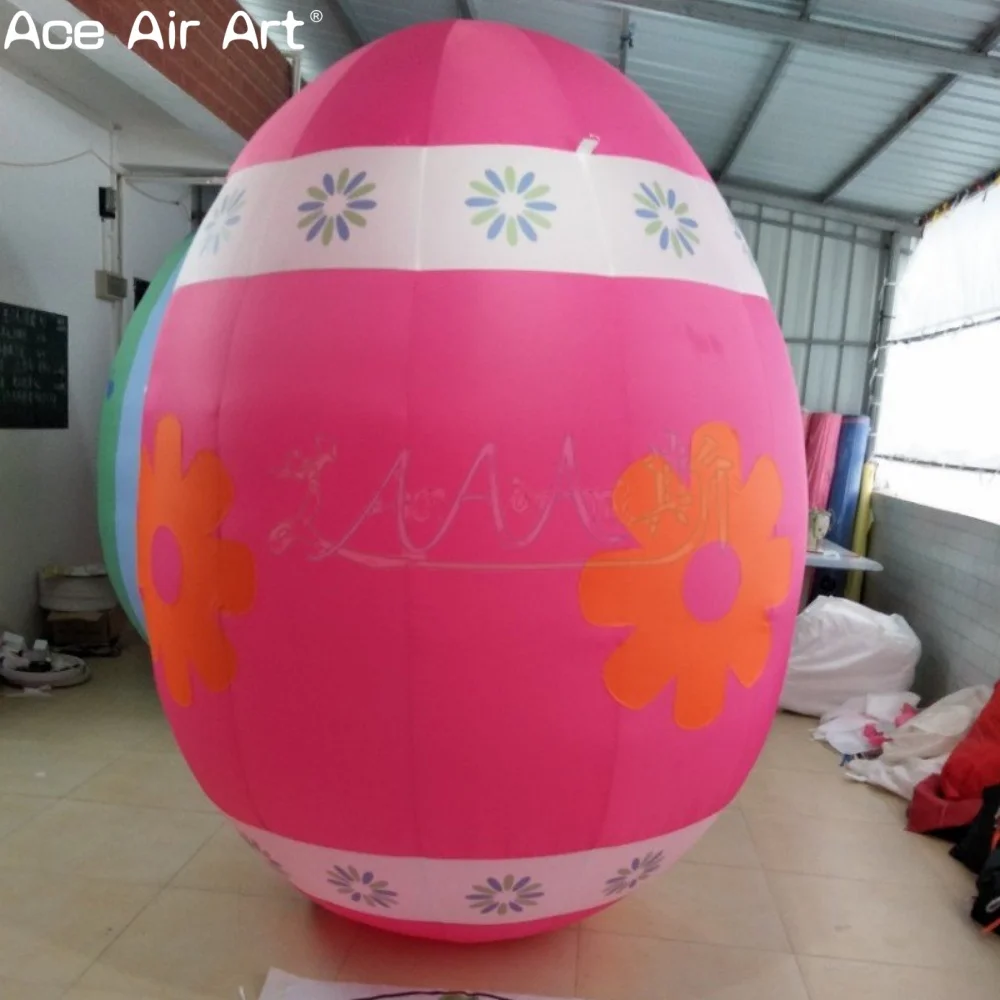 Huevos de Pascua inflables gigantes de color rosa, decoraciones inflables coloridas para patio navideño para fiesta de Pascua y exhibición de jardín al aire libre