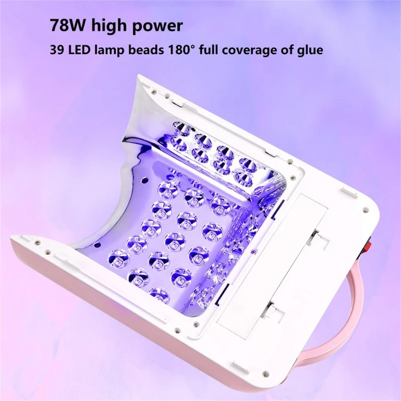 Lámpara de curado de uñas UV inalámbrica y recargable, 78W, con 4 pantallas LCD, temporizador, Sensor automático para todos los tamaños de manos y longitudes de las uñas