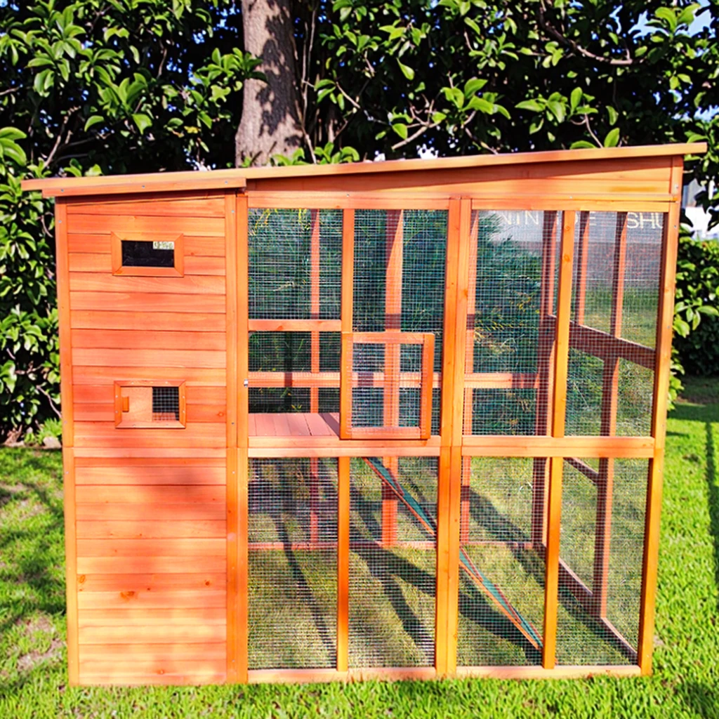 

sf-SDCH012 Wooden Cat Catio - Large Solid Wood Cat Cage Pet House Playpen with Jumping Platforms & Napping Houses*