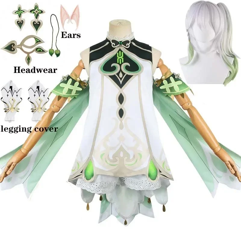 Nahida Cosplay Costume Lesser Lord Kusanali Full Set Dress Ears Wig Nahida outfits for Comic Con