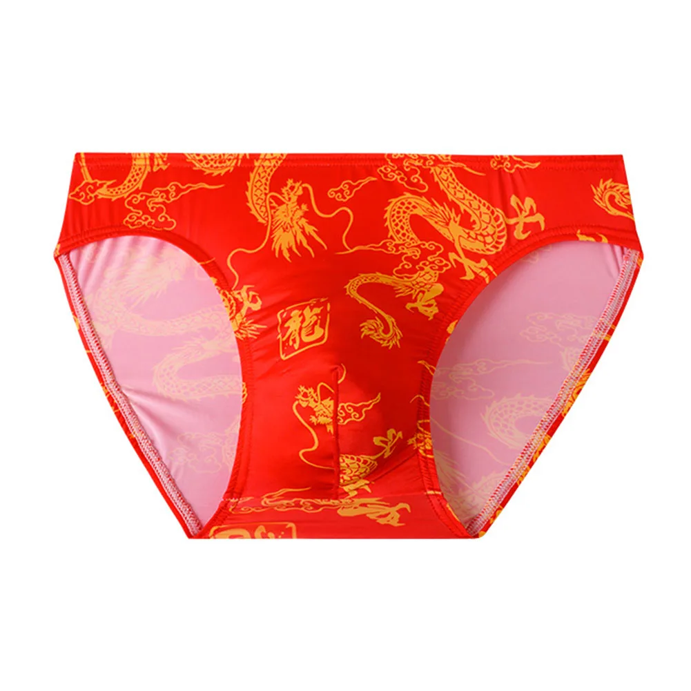 Breathable Mens Panties Dragon Pattern Briefs Home Hotel All Seasons Brand New Medium Stretch Polyester Fabric