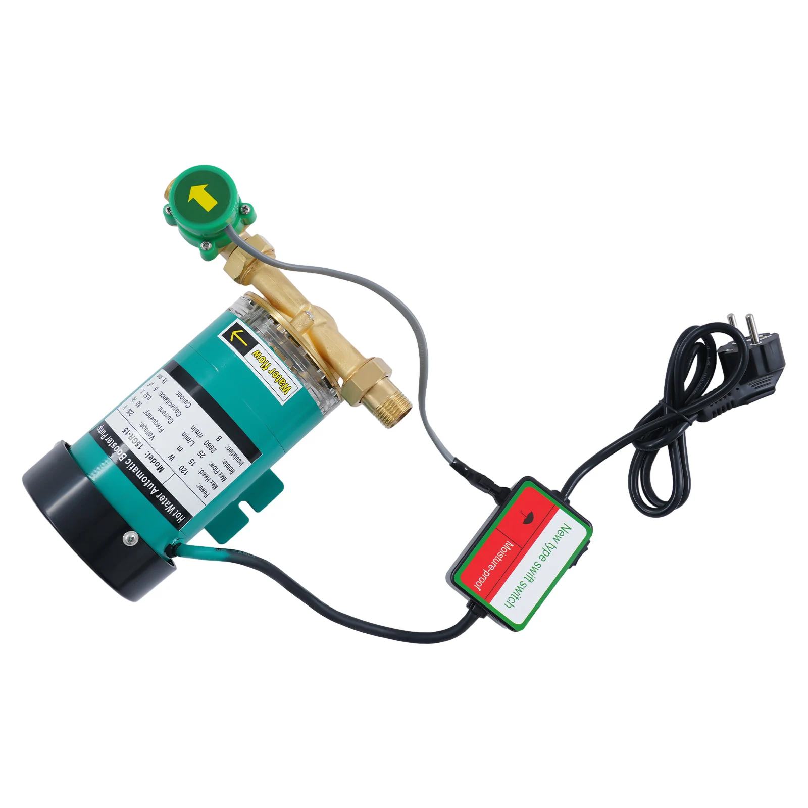 120 W Mini-Wasserpumpe, automatische Druckbeaufschlagung, 6,6 g/min, Druckerhöhungspumpe, elektrische Wassertransferpumpe für Warmwasserbereiter, Duscharmatur – Detail 15