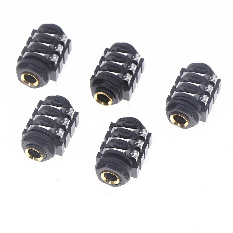 5PCS Stereo Type Audio Jack PCB Panel Mount 6 Pin 1/4