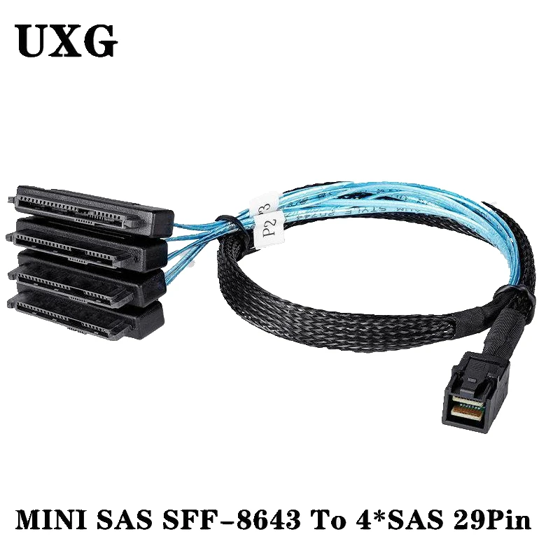 Mini-SAS to SAS-Cable,SFF-8643 to SAS SFF-8643&8087 to SFF-8482 Connector 4X SAS 29Pin SFF-8482 with SATA Power Adapter Cable