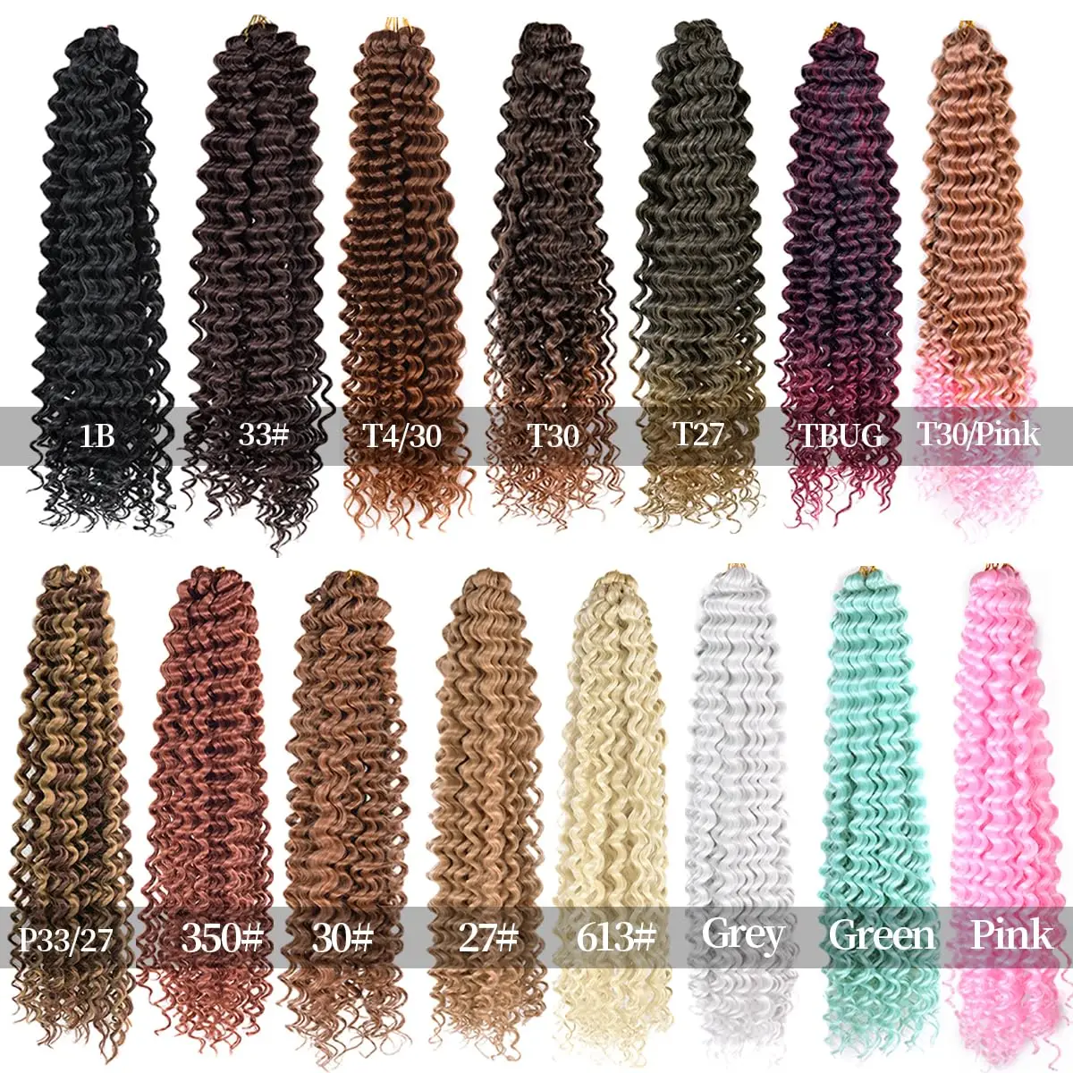 Deep Wave Crochet extensões de cabelo para mulheres e homens, Deep Wave Ombre Braiding, Deep Water Wave Cabelo encaracolado, 22 in, 28in