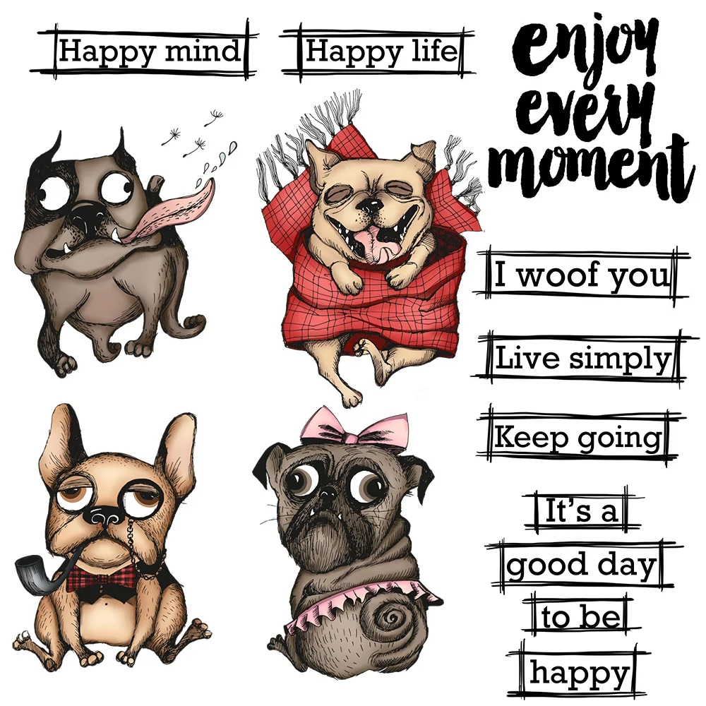 

Mangocraft Cute Dog Metal Cutting Dies And Clear Stamps DIY Scrapbooking Handmade Paper Card Decorative Album Craft Knife Dies