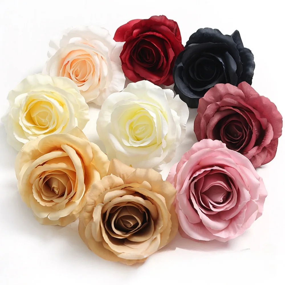

6pcs 9cm Artificial Flowers Silk Rose Flower Head DIY Home Table Decoration Wedding Party Supplies