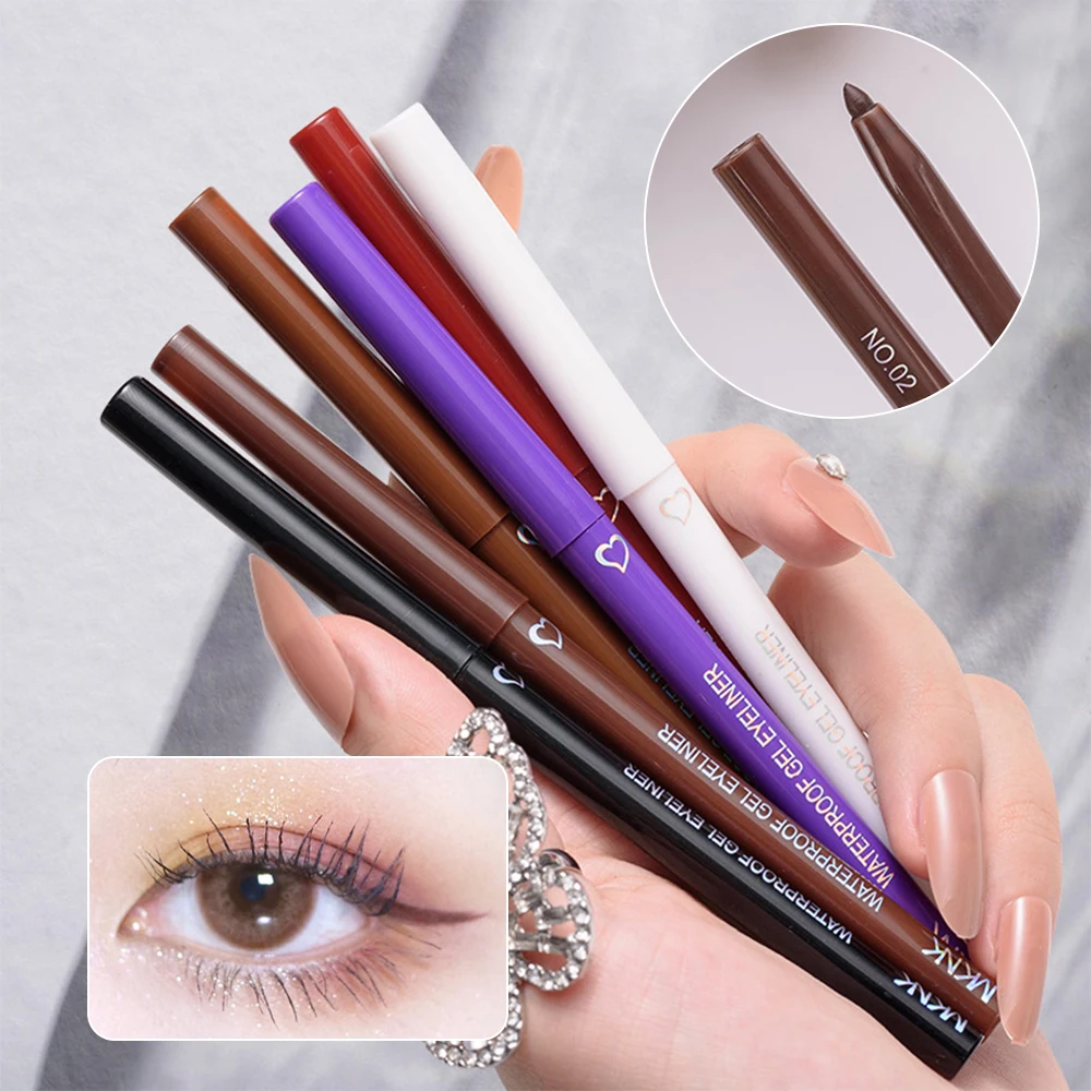 Gładki eyeliner w żelu 6 kolorów Niebieski Czarny Brązowy Wodoodporny eyeliner Leżący jedwabnik Łatwy w noszeniu Trwały eyeliner do makijażu