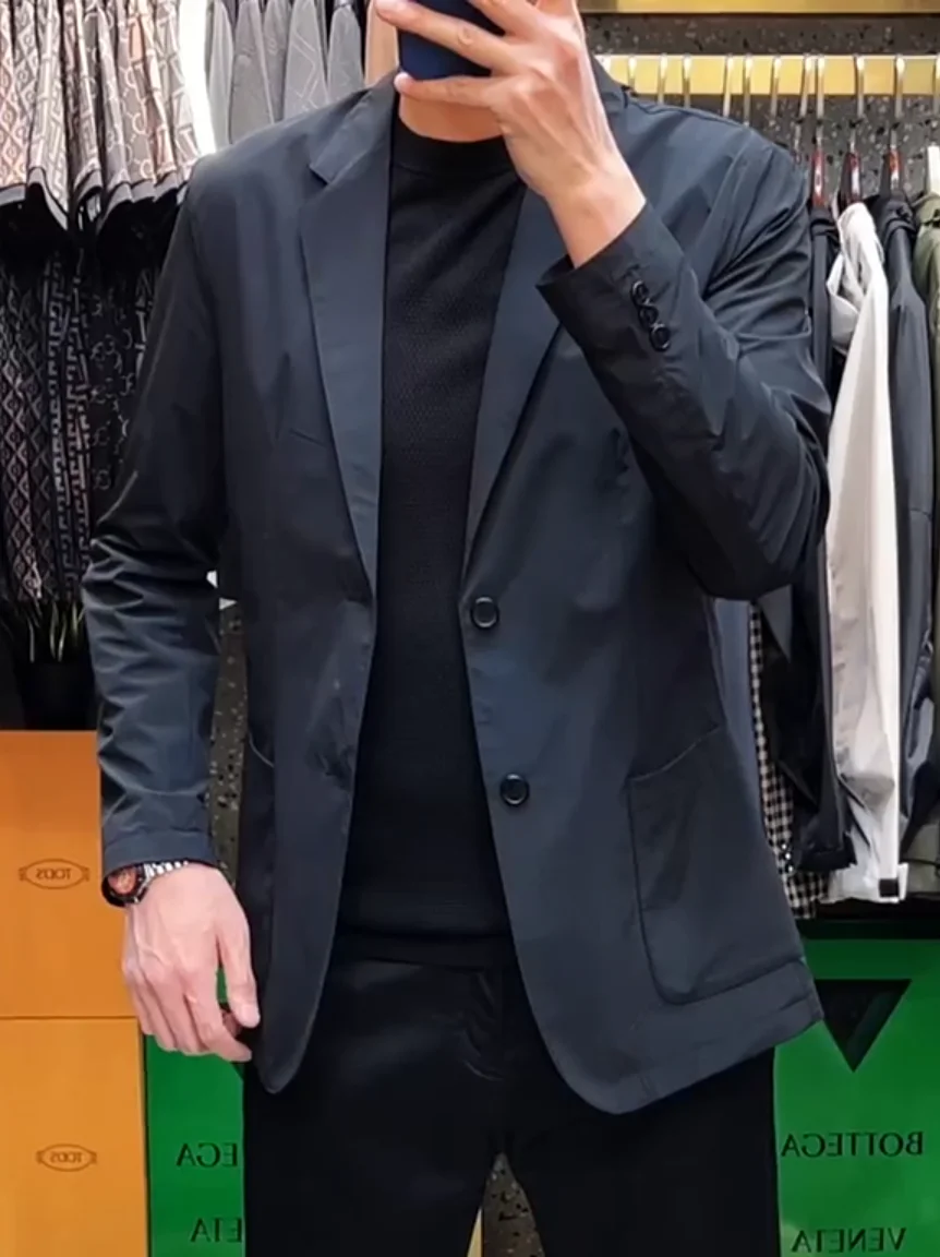 

Новый осенний мужской деловой костюм: комфортный, модный, универсальный, элегантный, приталенный, с длинным рукавом