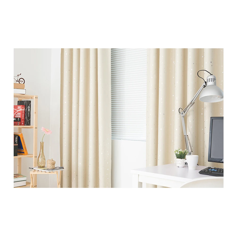 Cortinas opacas de color azul cielo de 100x250cm, cortina de ventana con diseño de estrella, cortinas oscurantes para dormitorio, sala de estar, decoración del hogar