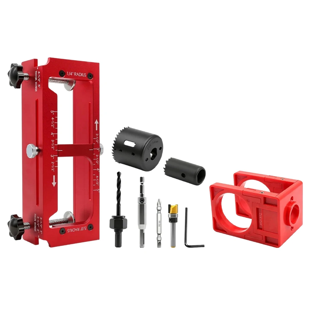 

For Standard Wooden Doors Door Hinge Jig For Door Installation Red Silicone Anti-slip Pads Positioning Fixture
