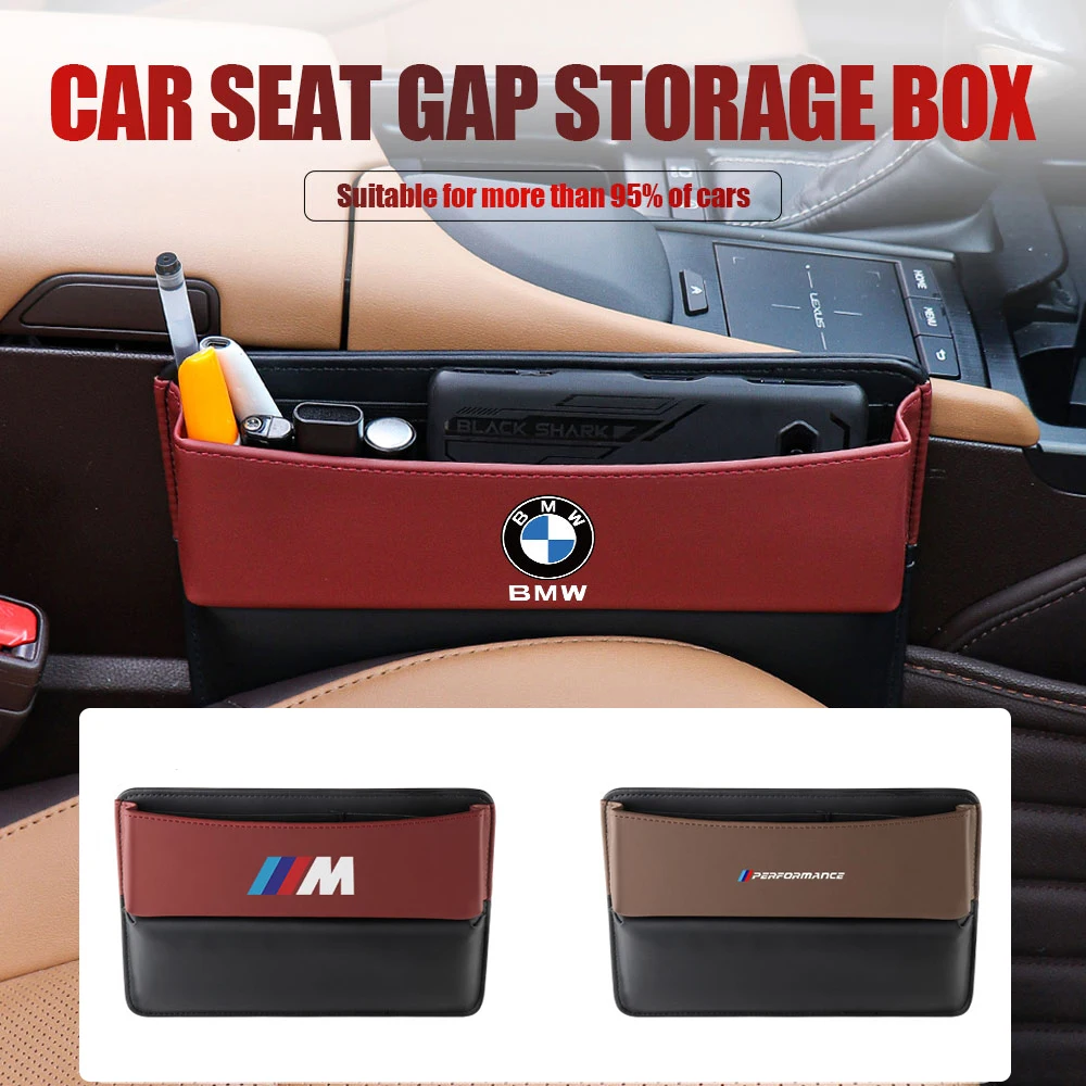 Leather Car Seat Gap Storage Bag Sundry Storage Bag For BMW Performance M2 M3 X1 X3 X5 X6 E28 E39 E70 E90 F11 F20 G30 W222 Z4 i8