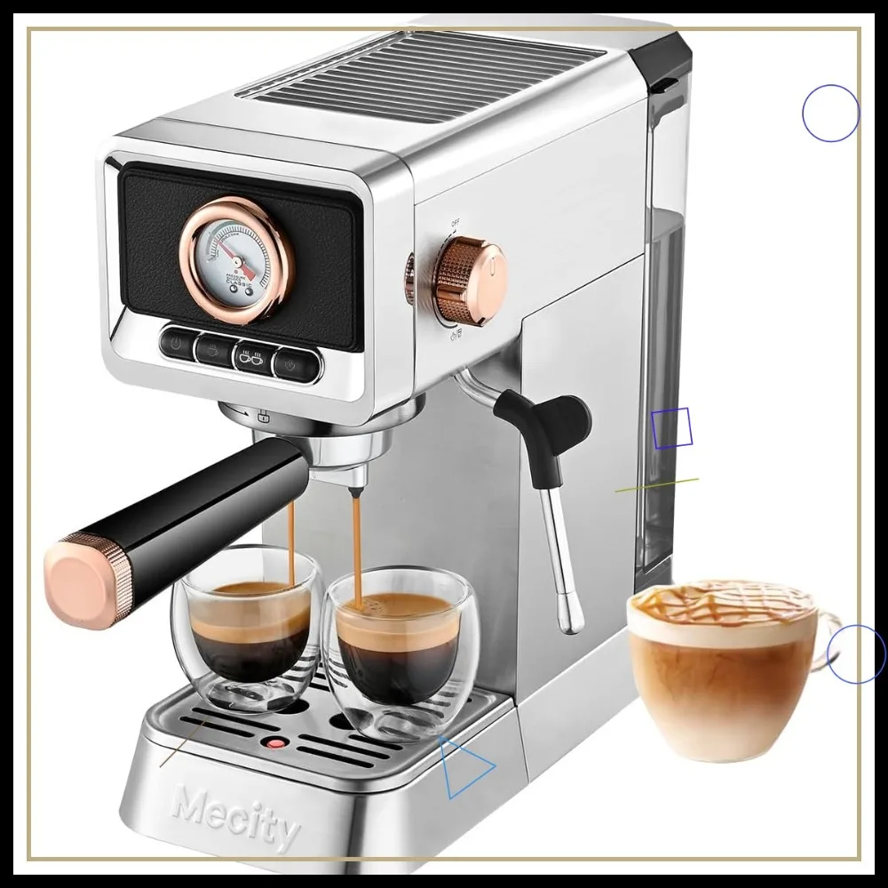 

20 Bar Espresso Machine with Milk Frother, Stainless Steel, 37 fl.Oz Reservoir for Espresso, Latte, Mocha. 1400W