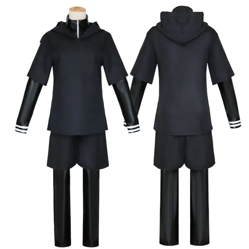 Disfraces de anime japonés Tokyo Ghoul, Kaneki Ken, chaquetas con capucha, uniforme de lucha negro, conjunto completo con máscara