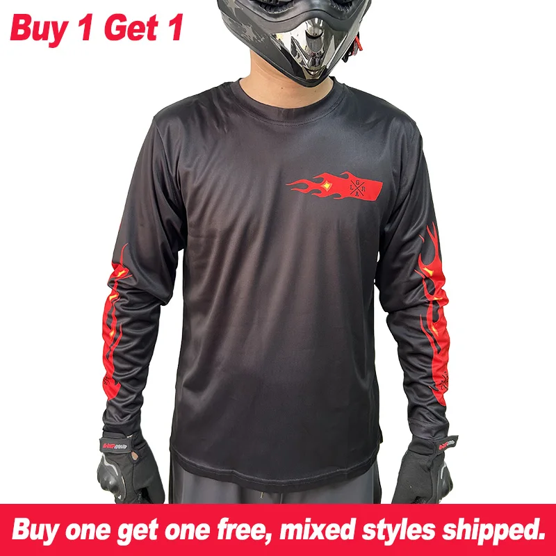 

Loose Rider Men's Long Sleeve Downhill Cycling Jersey Breathable Moisture-wicking Motocross Shirt Buy 1 Get 1