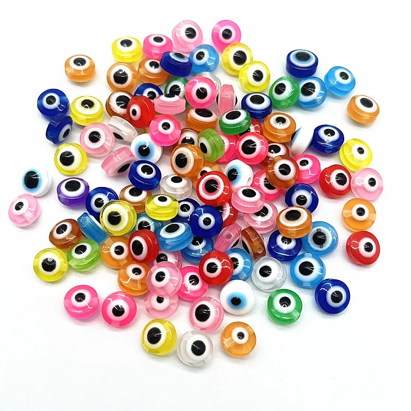 4*6/8*5 /10*5mm Resin Turkey Medusa Dark Blue eye evil Nazar Flat Round Spacer Bead Double Face DIY Jewelry Findings Accessories