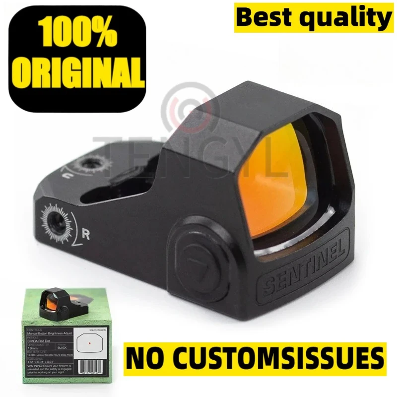 

Original Sentinel 1x16 Reflex Red Dot Sight (RMSc Pistol Cut) Shake N Wake 3 MOA Dot Compact Auto/Manual Brightness Green Dot