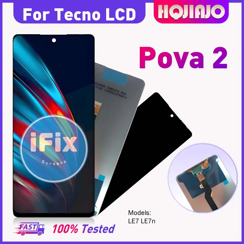 For Tecno Pova 2 LE7 LCD Display Touch Screen Digitizer 6.9'' High-Quality Replacement Part For Pova2 LE7n Device Assembly