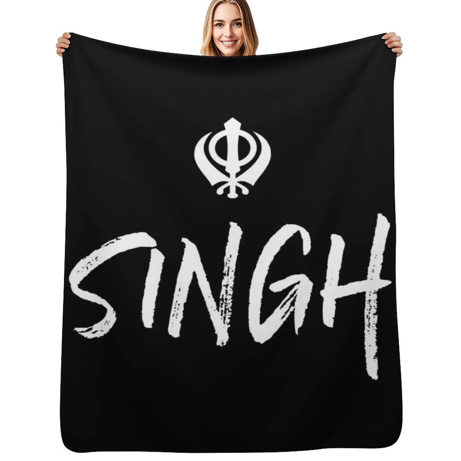 

Singh Sikh Khanda Throw Blanket Custom Decorative Throw Sleeping Bag funny gift Blankets