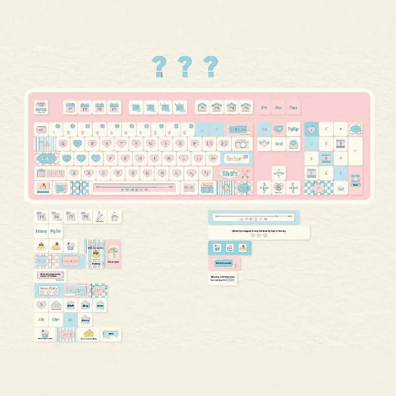 Keycap cinta gratis tema doa biru putih Keycap baru Cherry mekanik Keyboard Keycap 140 kunci Sublimasi Pbt hadiah Keycap