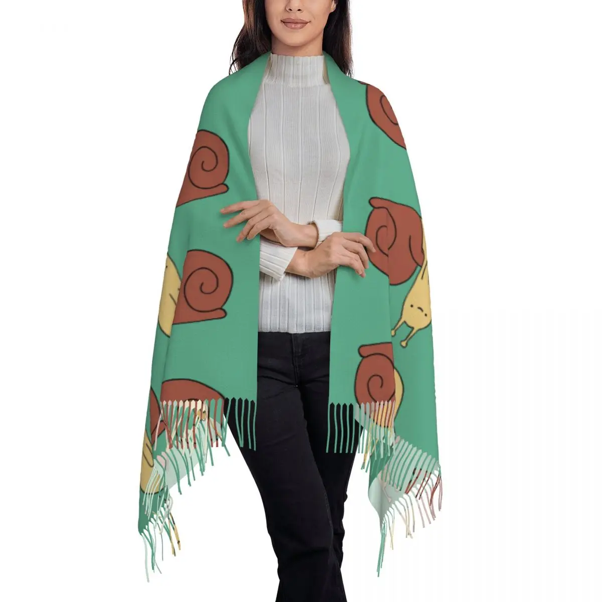 Adventure Time Snail Scarf Tassel Scarves for Women Soft Warm Shawls and Wraps Long Fall Winter Shawl Wrap