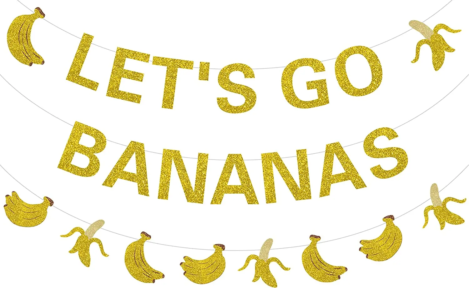 

Let's Go Bananas Banner Gold Glitter, Banana Birthday Decorations, Banana Theme Birthday Banner for Fruit Birthday Party Decor