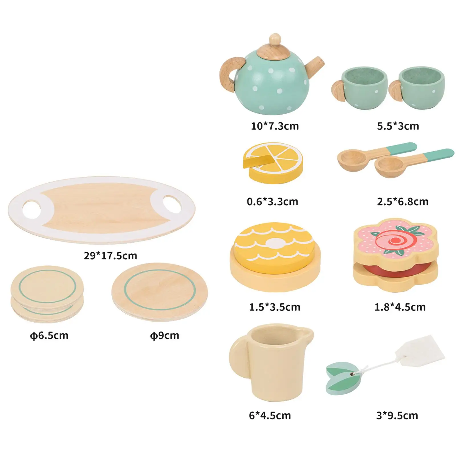 Wooden Afternoon Tea Set Toy Pretend Play Food Learning Role Play Game Early Educational Toys for Toddlers Girls Boys Kids Gifts