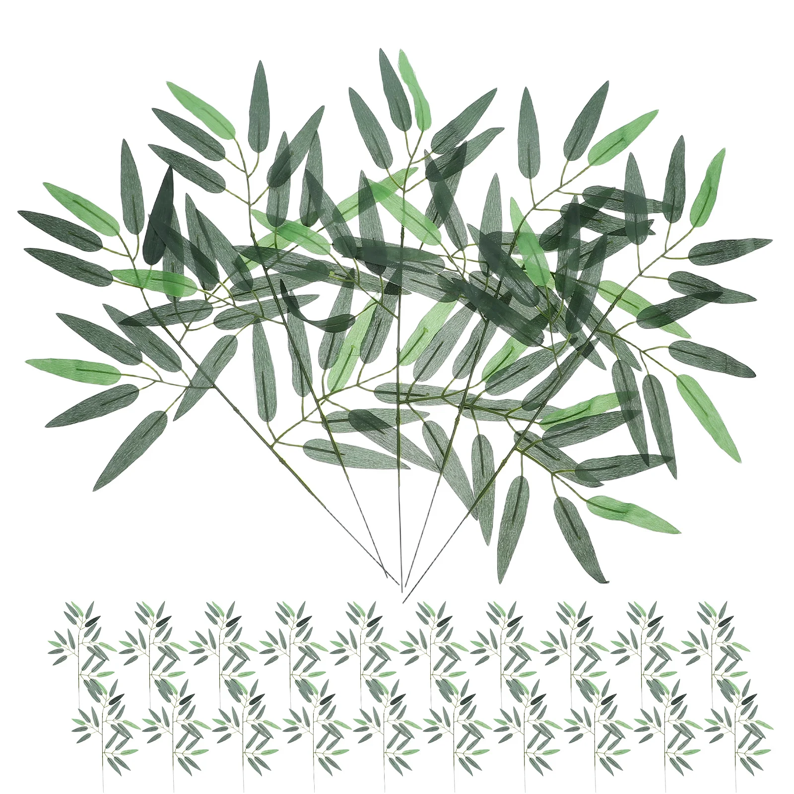 

50Pcs Artificial Bamboo Leaves Green Decorative Foliage for Home Party Wedding Office Garden Wall Fake Plants Fake Bamboo Leaves