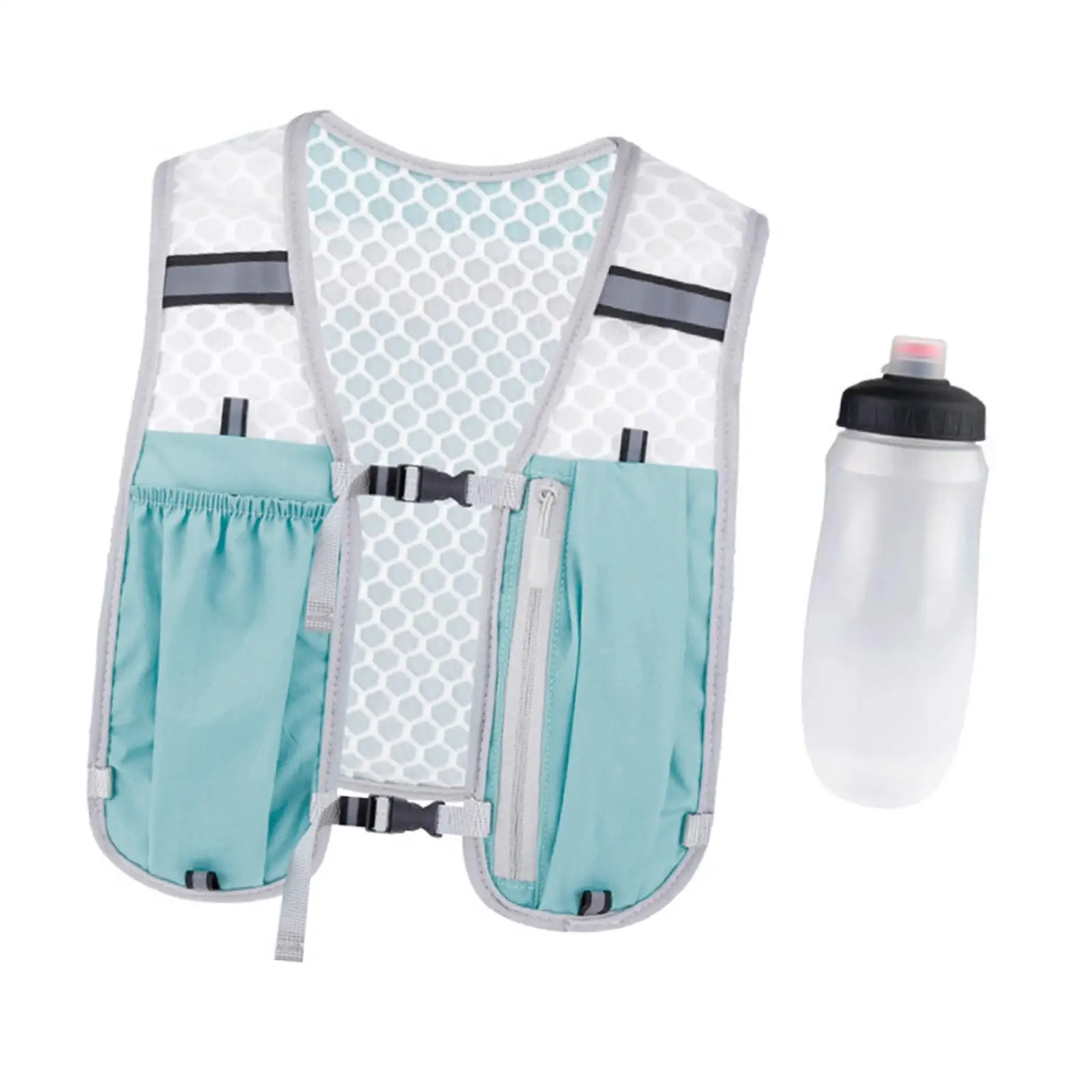 Hydration Vest Pack Sport Bag Runner Adjustable Chest with 550ml Soft Bottle for Marathoner Camping Hiking Mountaineering