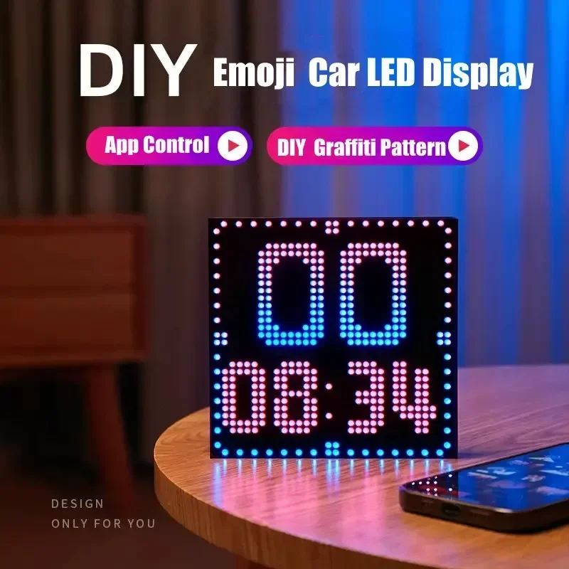 

DIY RGB Smart LED Matrix Pixel Panel Lamp 32x 32 USB Graffiti Bluetooth App Control for Home Room Decor Text Screen Car Display