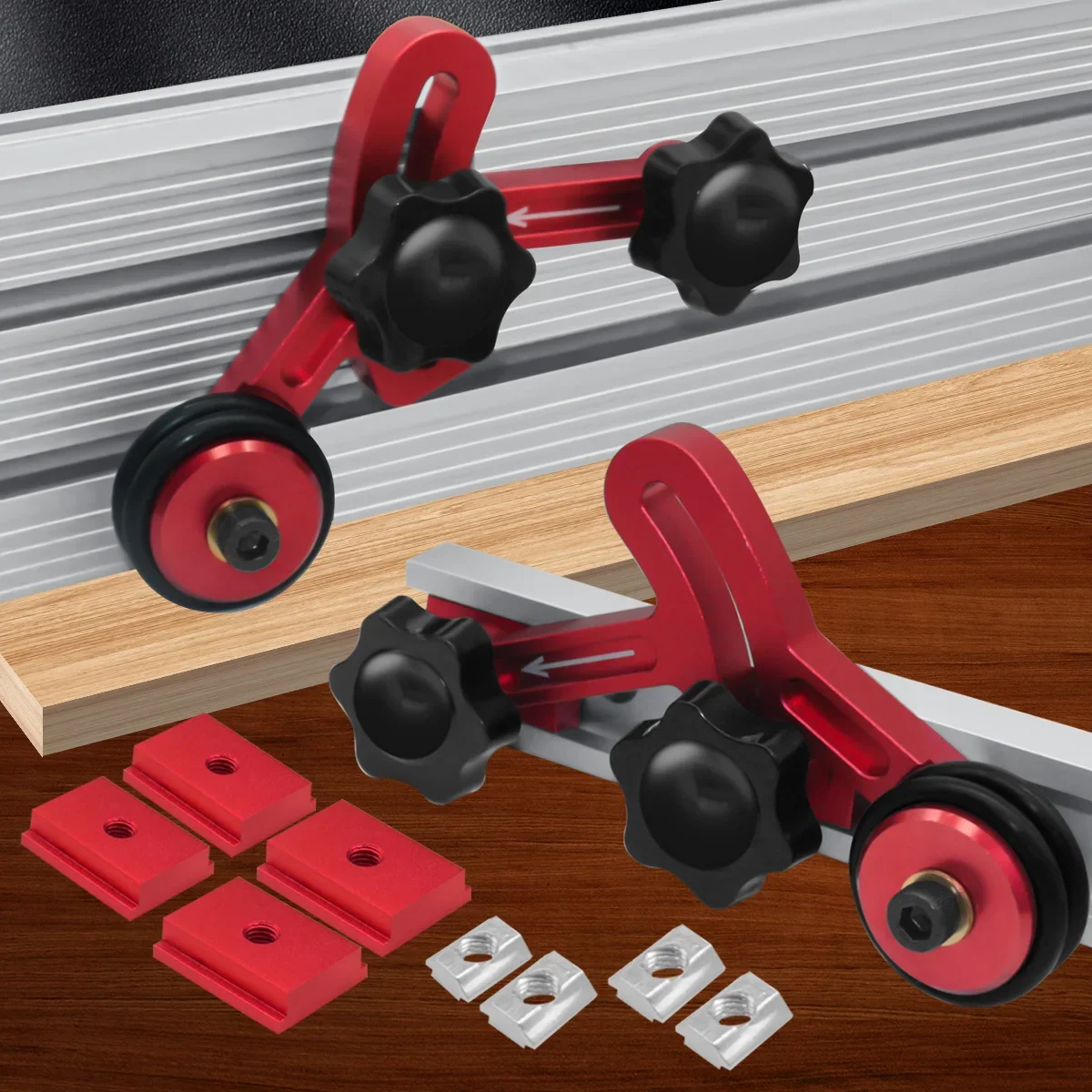 

One-way Feeder Precision Aluminum Clear-Cut Stock Guides,Adjustable Stock Guides,Cut Anti Rebound Safety Pushing Auxiliary Tool