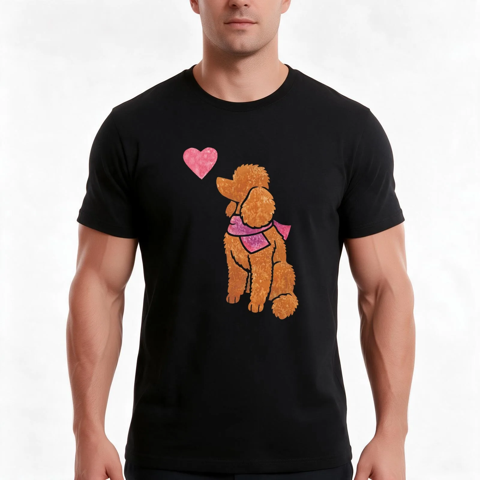 Watercolour Poodle (apricot) T-Shirt Summer Casual Cotton Tee Oversized Streetwear Tops Vintage Graphic Print 100% Cotton