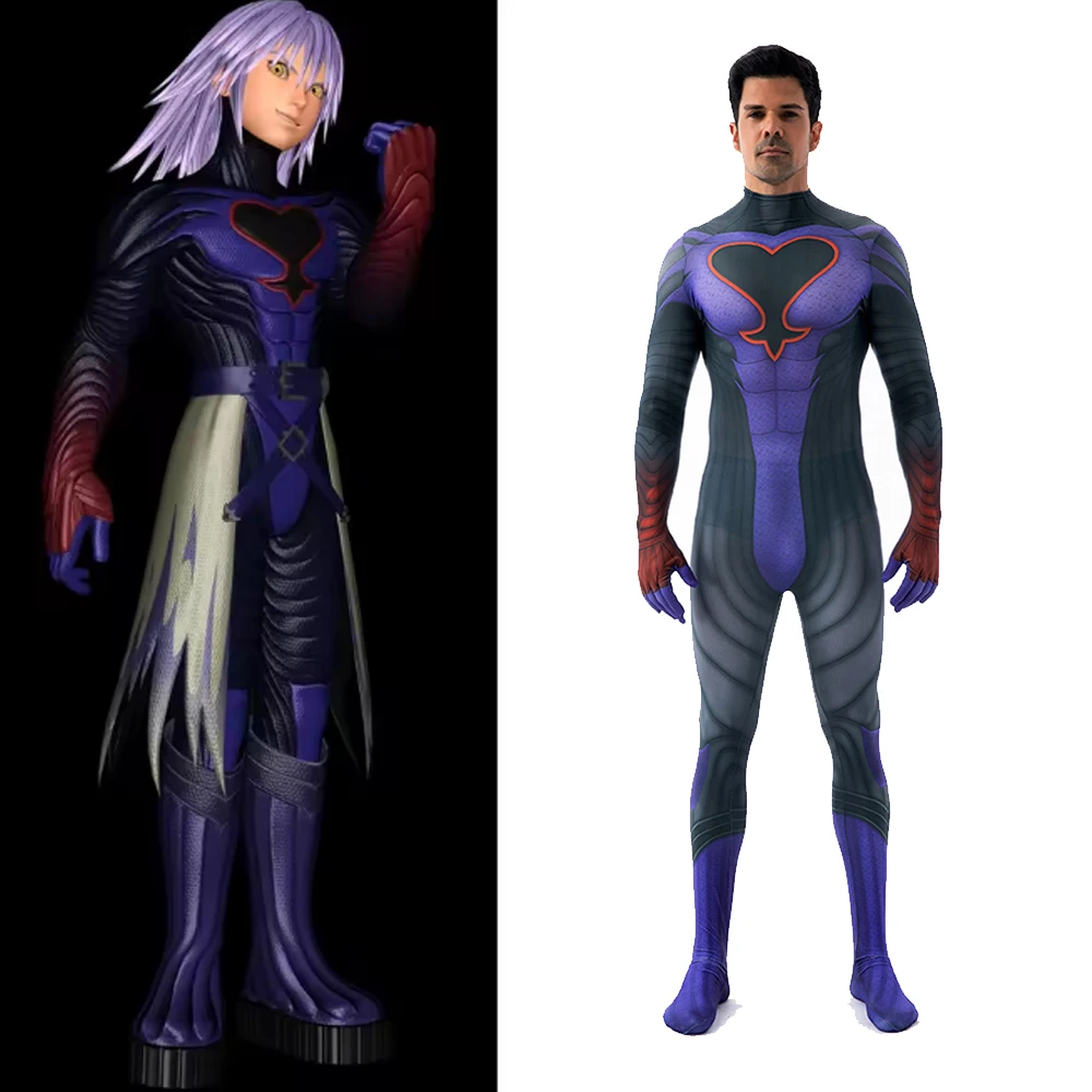 

Replica Riku Cosplay Chain of Memory Costume 3D Printed Spandex Zentai Suits Replica Riku Halloween Costume Bodysuits Adult Kids