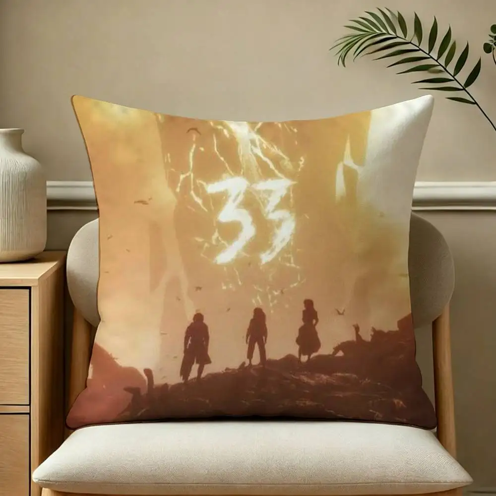 Clair Obscur E-Expedition 33 Pillow Case Square Double-Sided Sofa Cushion Cover Bedroom Bedside Pillow