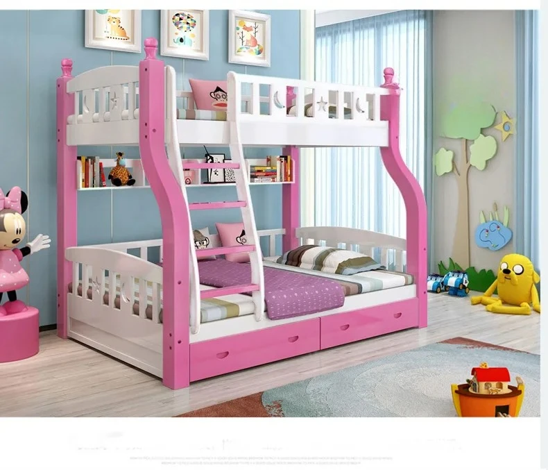 

l # New Designed Kids Bunk Bed For Girl Solid wood buck bed for Children Bed Room Furniture Bedroom Set Modern