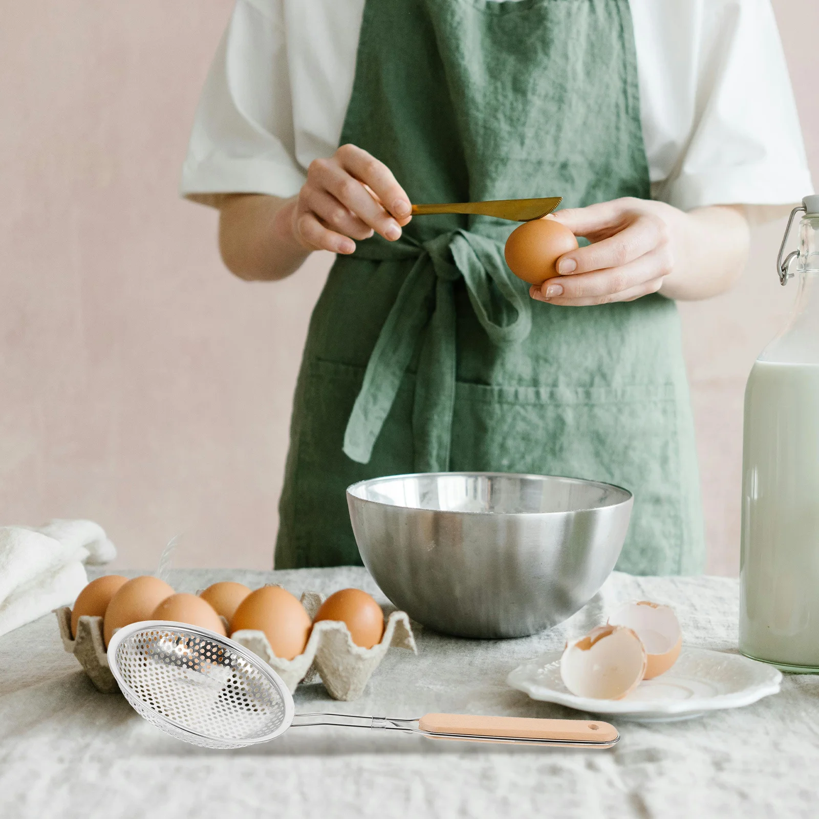 

2 pcs Stainless Steel Mesh Strainer Spoon Long Handle Oil Filtering Skimmer For Noodles Soup Ramen Cooking Kitchen Utensils Fine