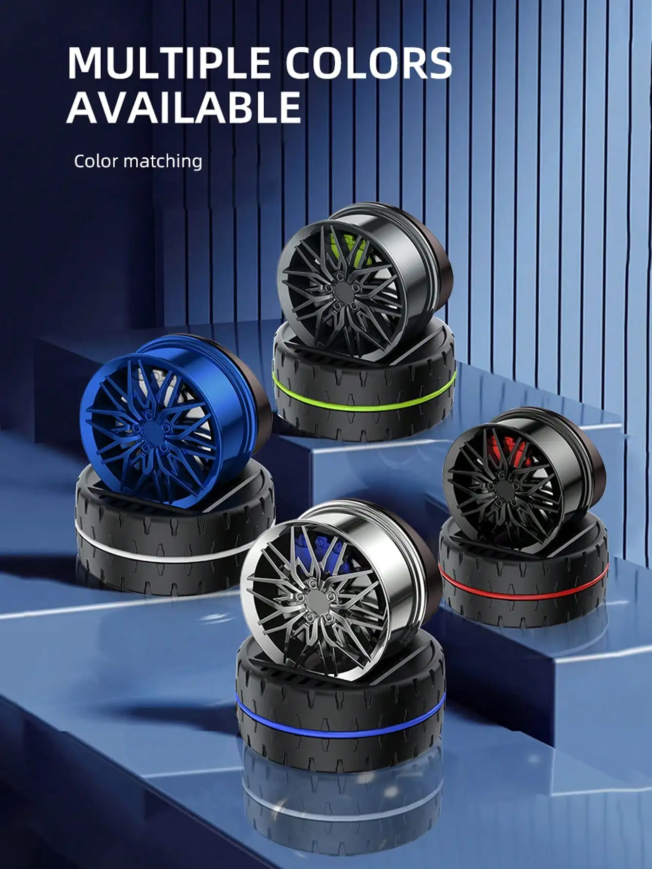 1Pc Car Interior Ornament Solar Car Perfume Car Ornament Rotating Wheel Hub Perfume High-Grade Decoration Supplies For Car