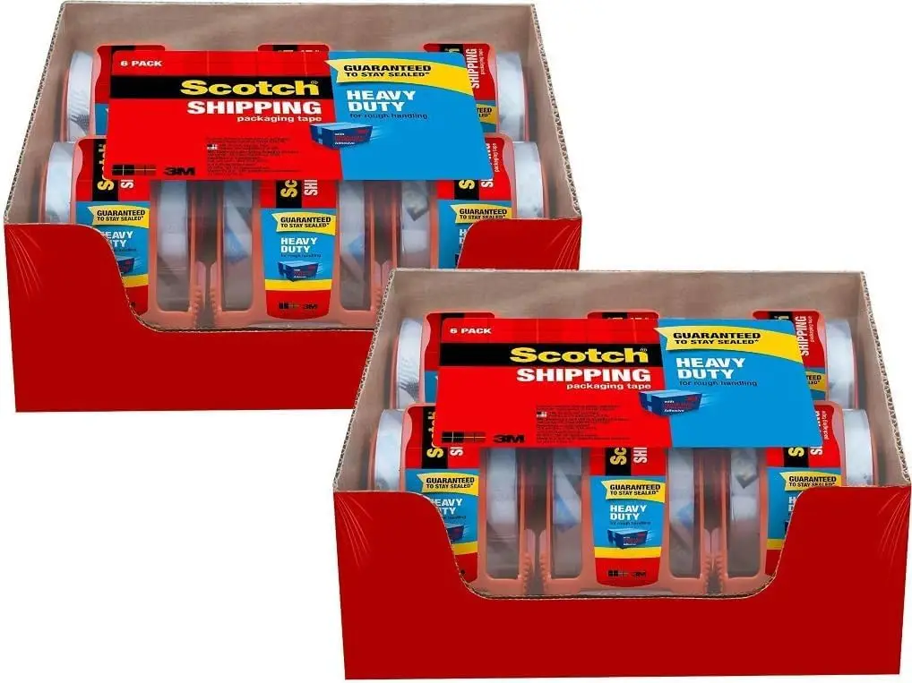 

Heavy Duty Packaging Tape 12 Rolls (1.88" x 22.2 yd, 1.5" Core) - Clear Packing Tape with Dispensers, Strong Adhesive fo