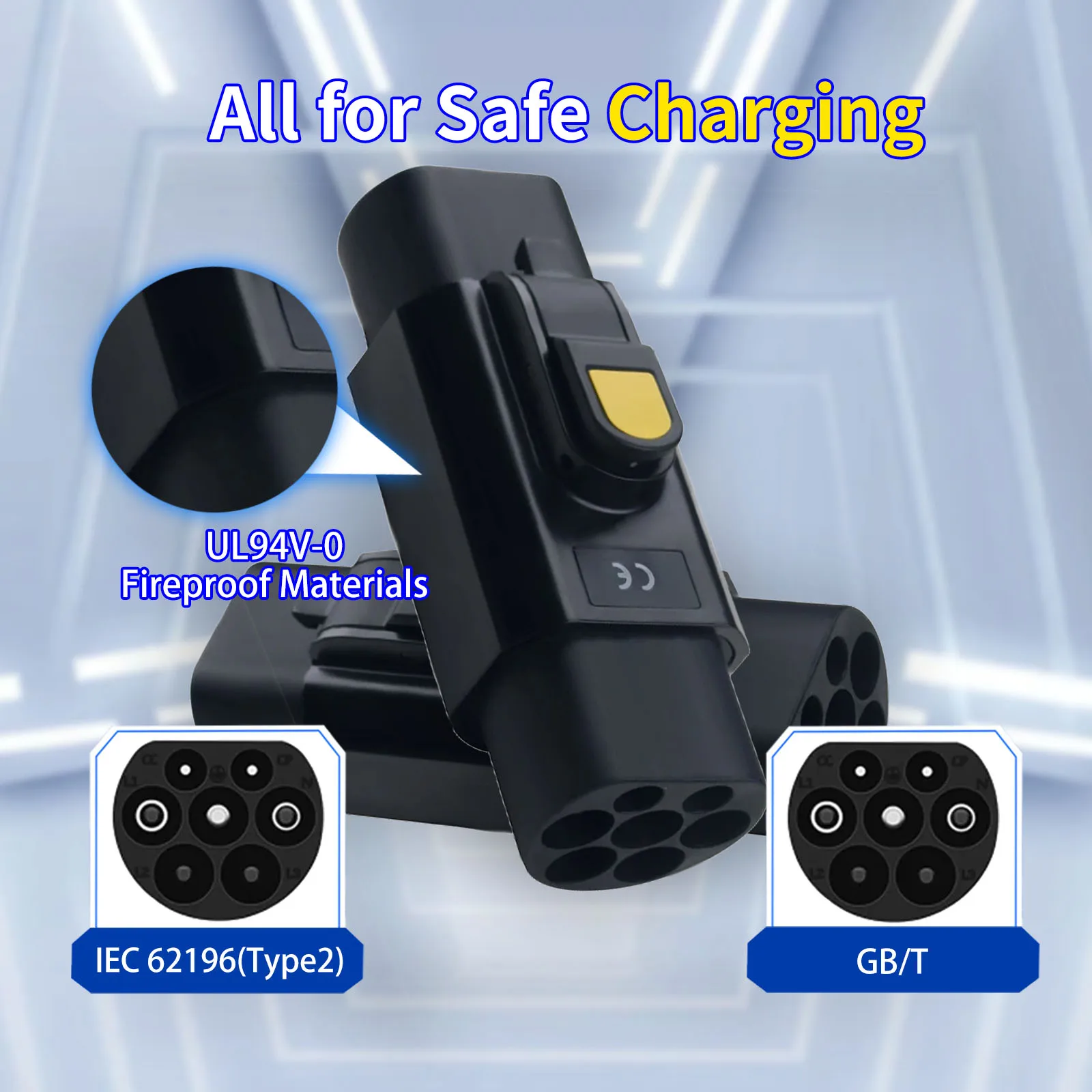 Type2 to GBT Adapter 7.2kw 22kw 380V Compatible with Type 2 Charger for Electric Cars with Chinese GB/T Charging Socket