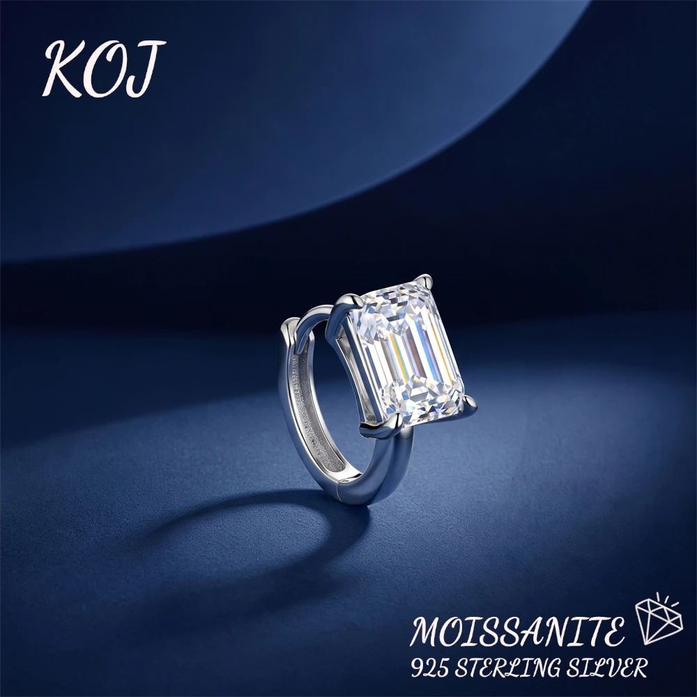 KOJ 1PC 925 Sterling Silver Round Moissanite Solitaire Huggie Hoop Earring Dainty Cartilage Helix Piercing Jewelry for Women