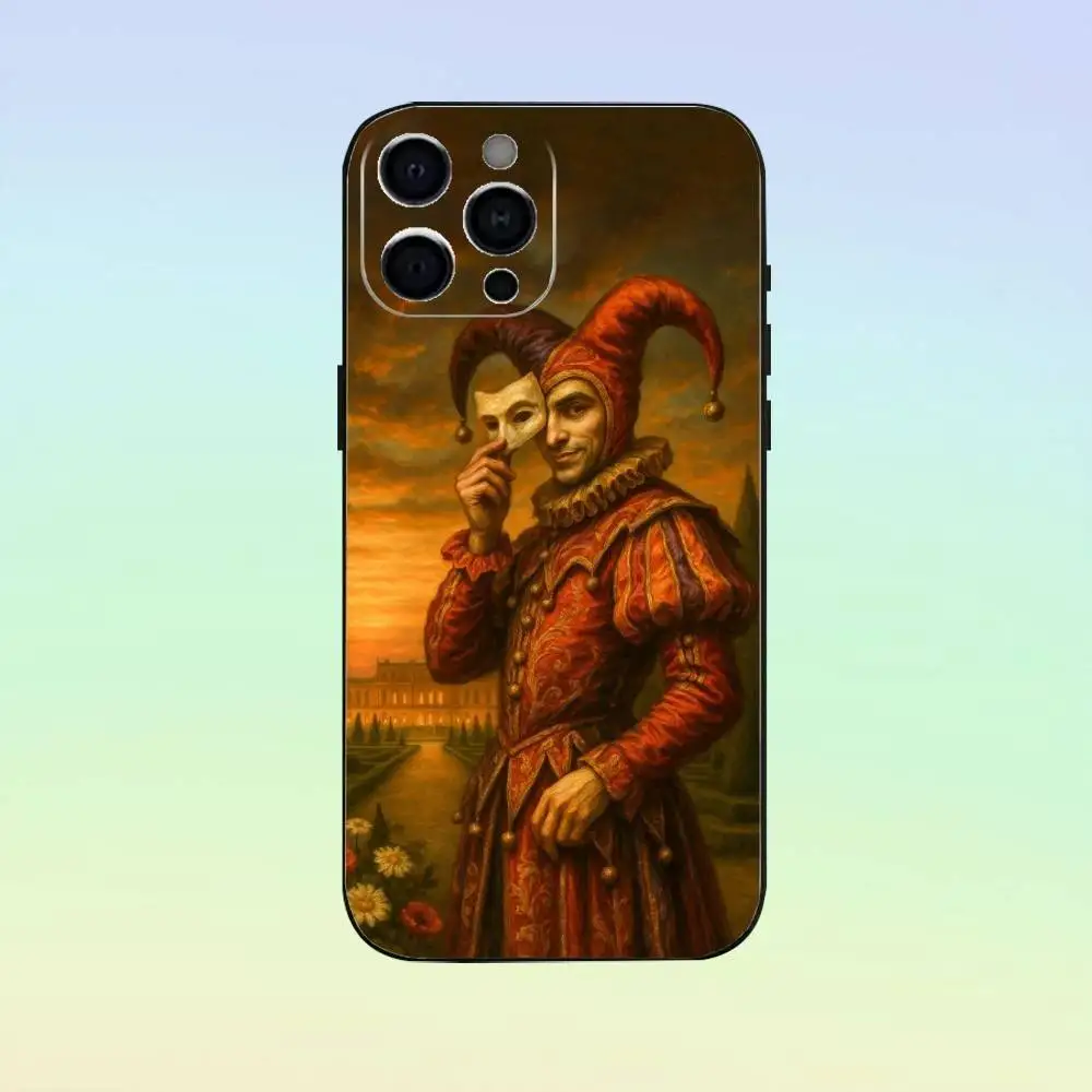 Capa de telefone joker art para iPhone 17,16,15,14,13,12,11, capa preta de silicone macio