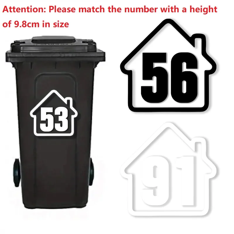 Self-Adhesive Trash Can Labels Wheelie Bin Number Sticker Durable Outdoor Label Garage Trash Can Numeber Stickers Weatherproof