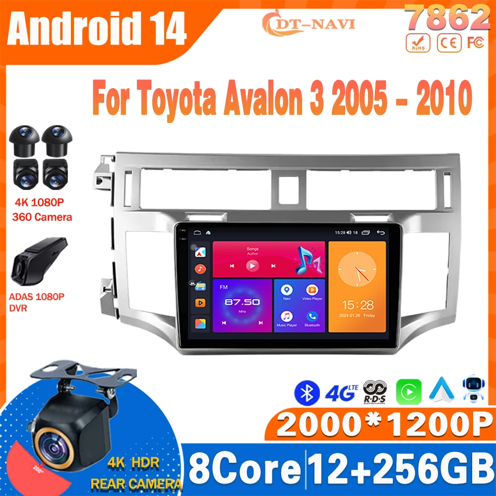

Android 14 Car Radio For Toyota Avalon 3 2005 - 2010 Multimidia Video Player Navigation GPS Carplay Stereo NO 2Din DVD 4G WIFI