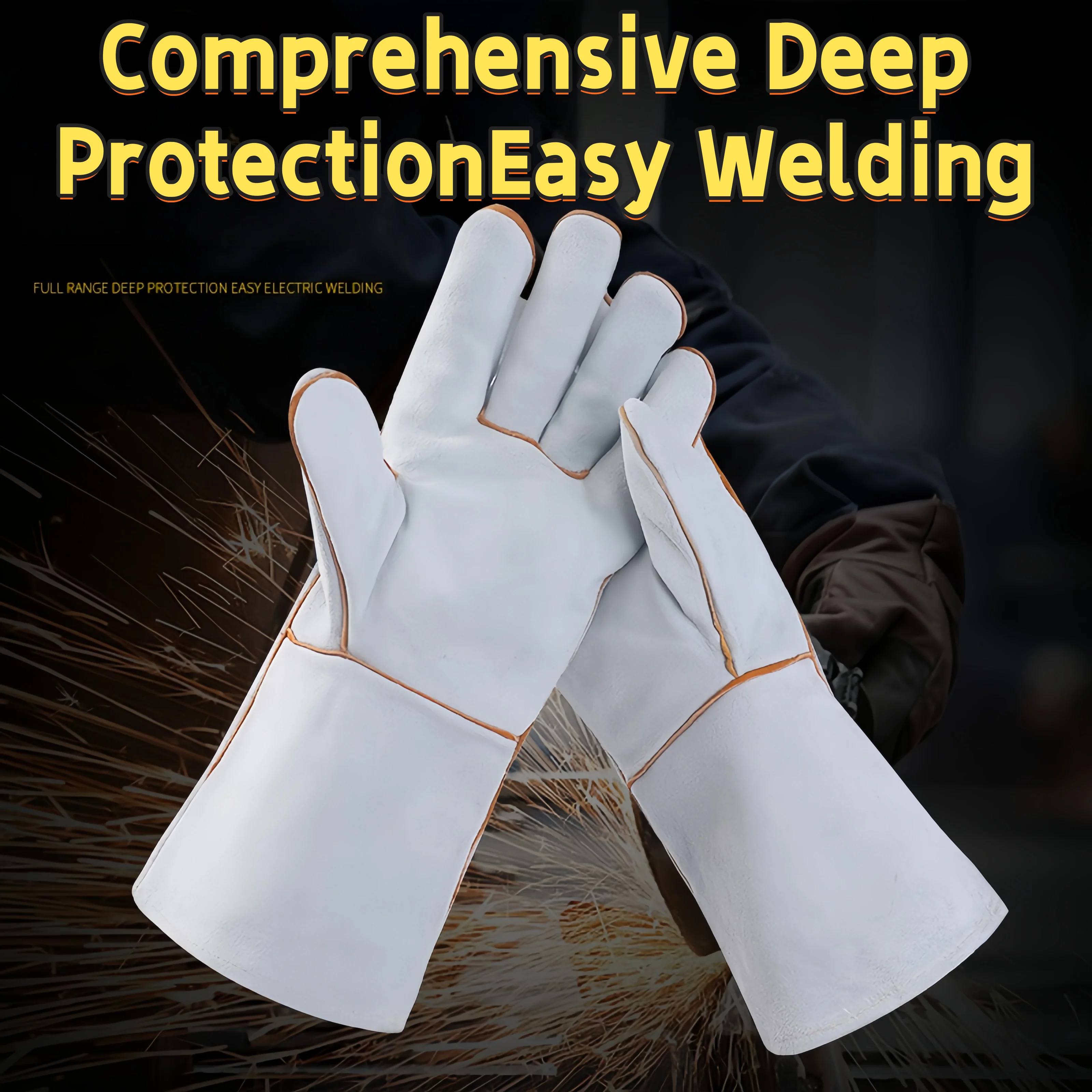 ถุงมือหนังยาวนุ่ม 1 คู่ สำหรับงานเชื่อม ทนทานต่อไฟฟ้าอาร์ค เตาเผา ป้องกันแรงงาน อุตสาหกรรม อุปกรณ์ป้องกันหนา