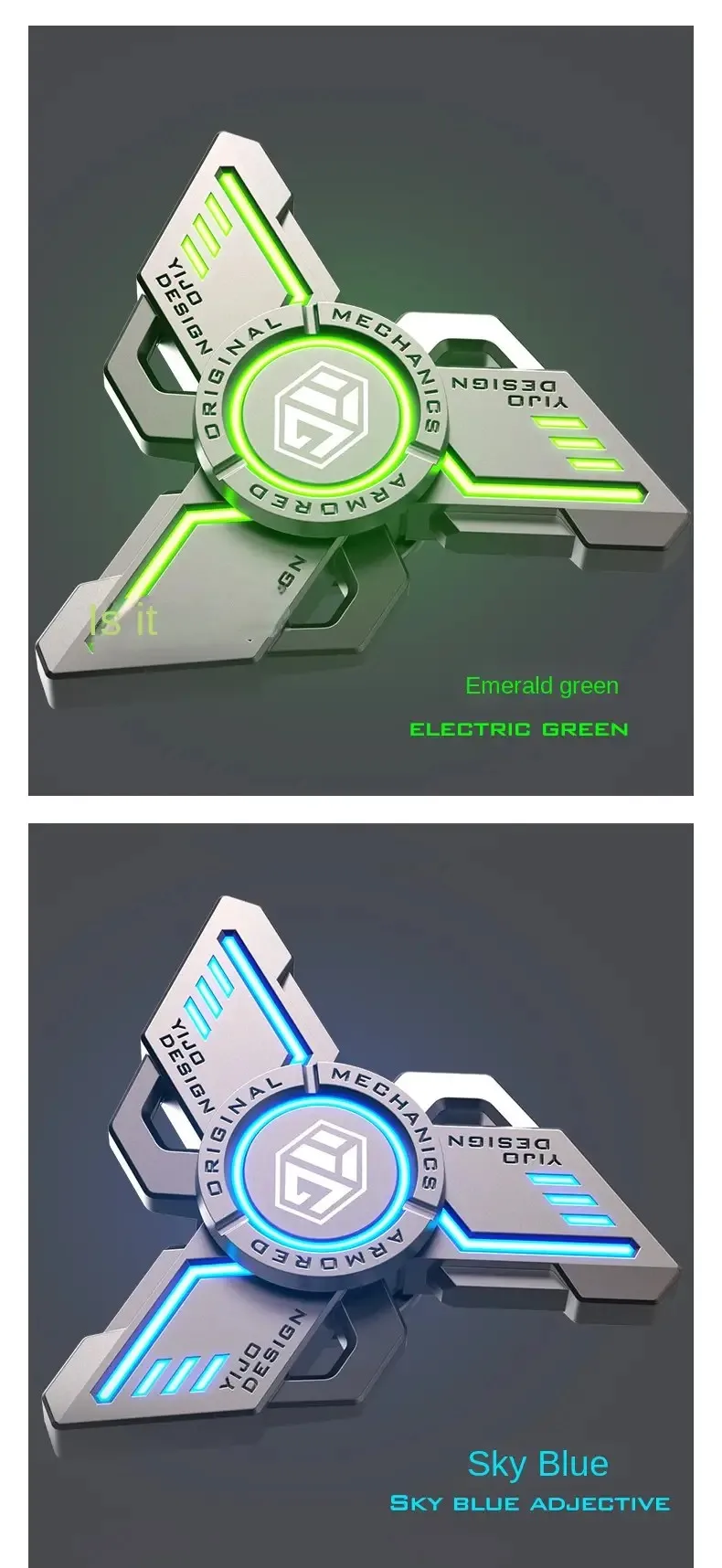 Antistress EDC Leucht Fidget Spinner Legierung Metall Hand Spinner Nachtleuchtende Gyro Stress Relief Spielzeug Für Erwachsene Kind Spielzeug – Detail 8