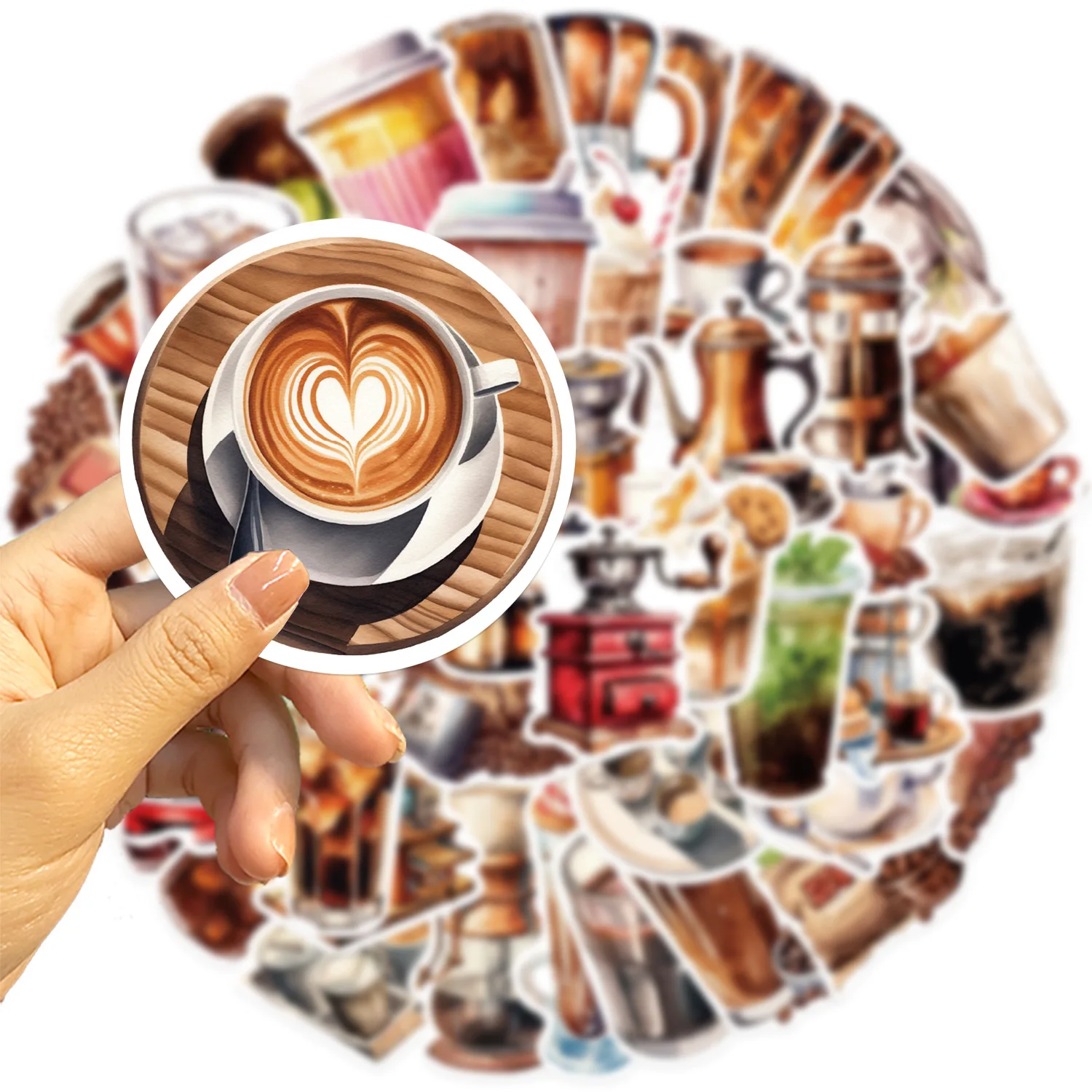 50/pcs coffee lovers graffiti stickers guitar notebook luggage DIY waterproof stickers