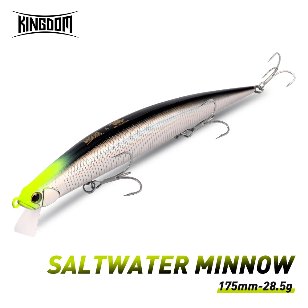 

Рыболовная приманка Kingdom Minnow, 28,5 г, 175 мм, тонущая твердая приманка из АБС-пластика для длительного заброса с 3 антикоррозийными тройными крючками для морской рыбалки