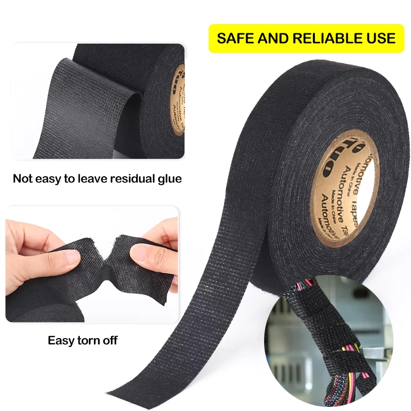 1PC Auto Schwarz Samt Tuch 15M Flammschutzmittel Band Tragen-Beständig Isolierende Wärmedämmung Stoff Band Auto kabelbaum